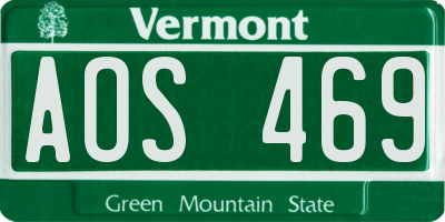 VT license plate AOS469