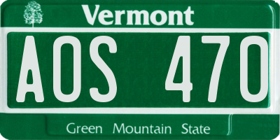 VT license plate AOS470