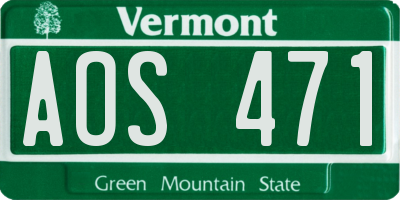VT license plate AOS471