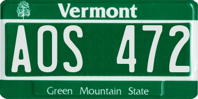 VT license plate AOS472