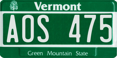 VT license plate AOS475