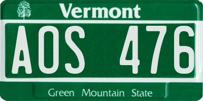 VT license plate AOS476
