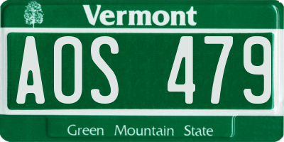 VT license plate AOS479