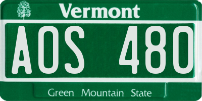 VT license plate AOS480