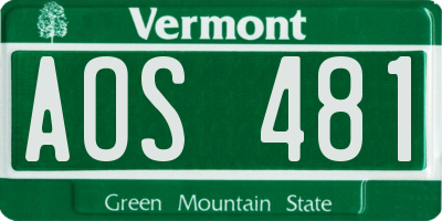 VT license plate AOS481