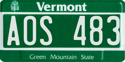 VT license plate AOS483