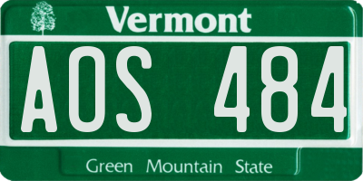VT license plate AOS484