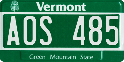 VT license plate AOS485