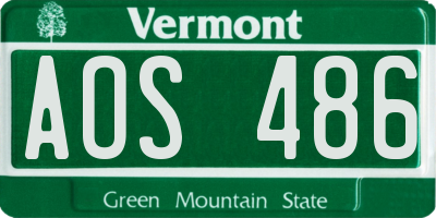 VT license plate AOS486