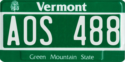 VT license plate AOS488