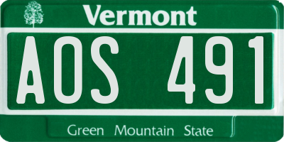 VT license plate AOS491