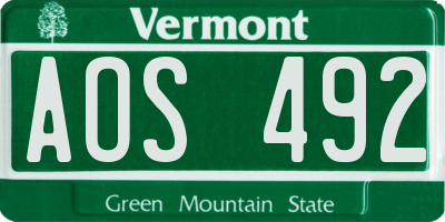 VT license plate AOS492