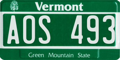 VT license plate AOS493