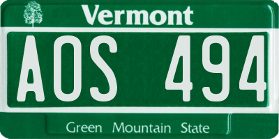 VT license plate AOS494
