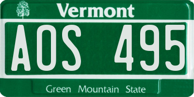 VT license plate AOS495