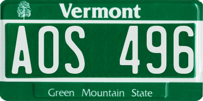 VT license plate AOS496