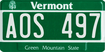 VT license plate AOS497