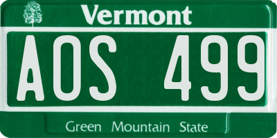 VT license plate AOS499