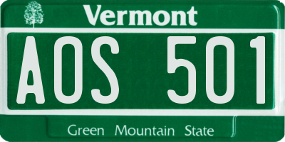 VT license plate AOS501