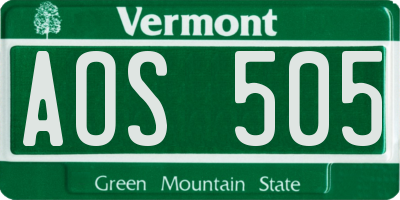 VT license plate AOS505