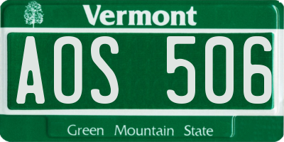 VT license plate AOS506
