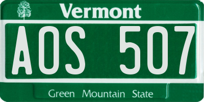 VT license plate AOS507