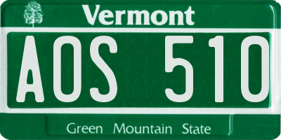 VT license plate AOS510