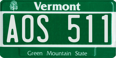 VT license plate AOS511