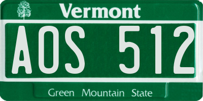 VT license plate AOS512