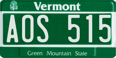 VT license plate AOS515