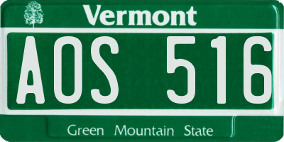 VT license plate AOS516