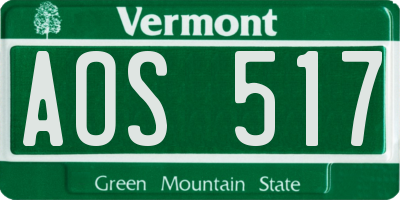 VT license plate AOS517