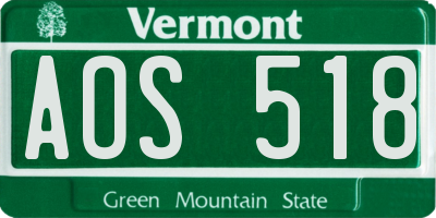 VT license plate AOS518