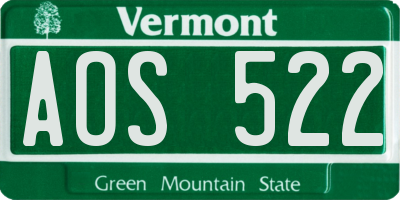 VT license plate AOS522