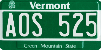 VT license plate AOS525