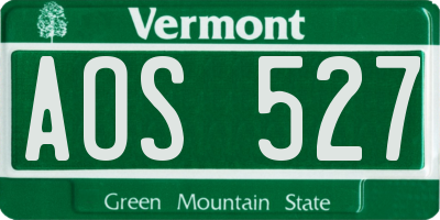 VT license plate AOS527