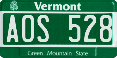 VT license plate AOS528