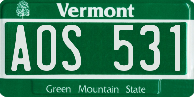 VT license plate AOS531