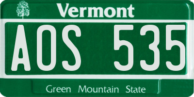 VT license plate AOS535