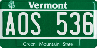 VT license plate AOS536