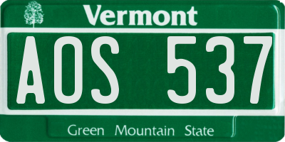 VT license plate AOS537