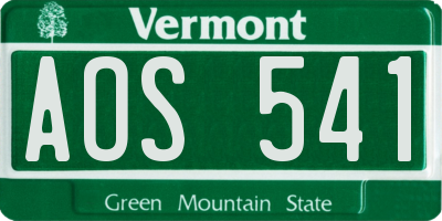 VT license plate AOS541