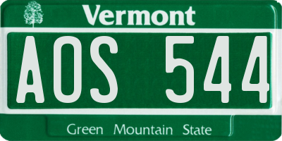 VT license plate AOS544