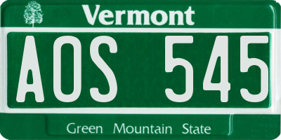 VT license plate AOS545