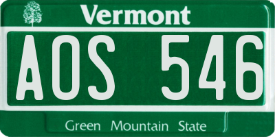 VT license plate AOS546