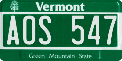 VT license plate AOS547