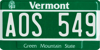 VT license plate AOS549