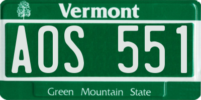 VT license plate AOS551