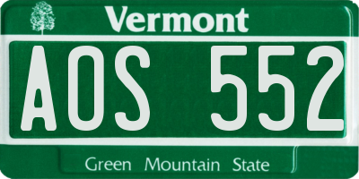 VT license plate AOS552
