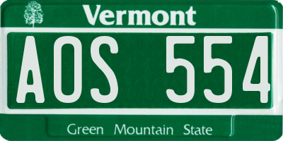 VT license plate AOS554